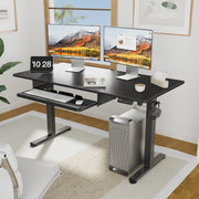 CHITOOMA EGESD6B-410 Electric Standing Desk with Keyboard Tray, Adjustable Height Sit Stand Up Desk, Home Office Desk Computer Workstation 55x28 Inches, Black