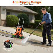 Keenstone Electric Pressure Washer, 4000 PSI, 2.8 GPM, Adjustable Nozzle 0-120, 35FT Cord, 20FT Hose, Foam Cannon, Lockable Wheels