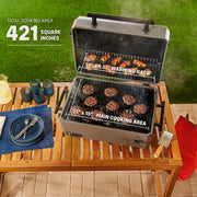 TYTUS Emberwood Charcoal Tabletop Grill, 421 Sq In Cooking Area, Porcelain-Enameled Cast Iron Grates, Gunmetal Gray, Portable, TDT-GHS-CHAR