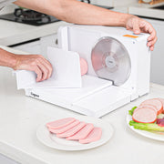 Cogace Elite Electric Food Slicer with 6.7-Inch German RSG Stainless Steel Blade, Foldable Design, Child Safety Lock, Adjustable 0-20mm Thickness, White, Q818