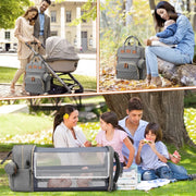 QIYULANC GPED1210G Diaper Bag Backpack, Multifunction Diaper Bag Backpack with Changing Station, Grey