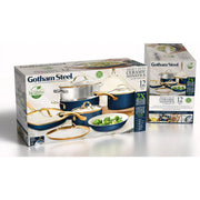 Gotham Steel 2608 Pots and Pans Set Natural Ceramic Nonstick Cookware Set, Navy (12 Piece)