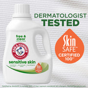 Arm & Hammer Sensitive Skin Liquid Laundry Detergent, Hypoallergenic, Free & Clear, Baking Soda Enhanced, 105 fl oz, 105 Loads