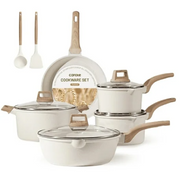 Carote A08408 Non Stick Pots and Pans Set, 11 Pcs Induction Kitchen Cookware Sets (White Granite)