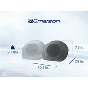 Emerson ERS-2000 Mini Pebbles Bluetooth Waterproof Outdoor Rock Speakers with Built-in Rechargeable Batteries and Dual Pairing, Gray