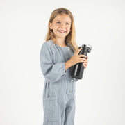 TAL Tritan Jolt Kids Water Bottle, 16 fl oz, Black, Wide Mouth, Push Button Lid, WM2664R