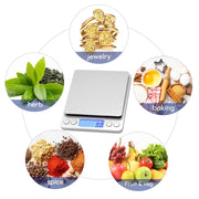 DAYBETTER Kitchen Scale, 6.6lb/3kg Capacity, 0.1g Precision Digital Food Scale, Stainless Steel Pan, Multifunctional Units, Piece Counting
