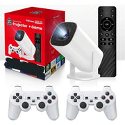 Kothab Retro Console Projector, Built-in 40,000+ Games with 40+ Emulators, 4K HDMI Output, 130-Inch Screen, 2 Wireless 2.4G Controllers, White