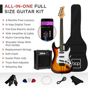 Best Choice Products Electric Guitar Kit, 39in Full Size Beginner, 10W Amplifier, Tremolo Bridge, Three Single Coil Pickups, Black