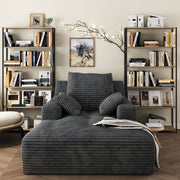 IDEALSOUL Oversized Chaise Lounge Chair, Cloud Plush Corduroy Upholstered Sofa Bed, Modern Deep Seat with Back Cushions and Pillows, Green, 67x46 in