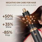 Onehouse 5 in 1 Blow Dryer Brush Ionic Hair Styler with Detachable Curler, Ceramic Coating, 3 Heat Settings, Black Gold