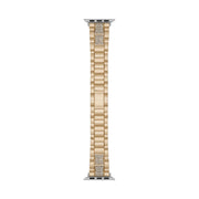 Interchangeable Gold Metal Watch Band with Clear Crystals, Fits 38/40mm Apple Watch, Single Locking Fold-Over Clasp, FMDBA024