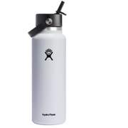 Hydro Flask W40BFS001 Wide Mouth Bottle with Flex Straw Cap, 40 Oz, White