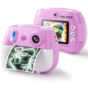 Losei Selfie Digital Camera for Kids, Dual 12MP Lenses with 16X Zoom, 1080P Video Recording, Instant Print, USB Charging, Built-In Games, Pink, ZK18