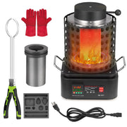 Naipo 5KG Smelting Furnace Kit, 2500W Electric Metal Furnace, 1200C Max Temperature, Grooved Graphite Crucible, Ingot Mold for Melting Gold Silver Copper Aluminum, RR-J2