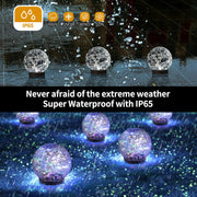 Mehoom Solar Globe Lights Outdoor, 4 Pack, 30 LED Cracked Glass, Waterproof IP65, Warm Yellow, Garden Patio Yard Landscape Lighting
