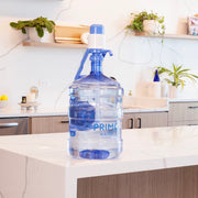 Primo Brands Portable Water Dispenser, Manual Pump, BPA-Free, Compatible with 3- and 5-Gallon Bottles, Dishwasher Safe, Blue and White