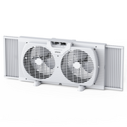 Shinic BP3-9T 3-Speed Twin Window Fan with Removable Bug Screen,Auto-Locking Expanders, White
