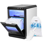 SPECSTAR Nugget Ice Maker Countertop, 45lb/Day Soft Chewable Pebble Ice Machine, Black Silver, VH1575