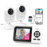 Simyke 1080p Smart Video Baby Monitor with 2 Cameras, 2.8-Inch LCD Display, Night Vision, 1500ft Range, Two-Way Talk, Cry Detection, Temperature Sensor, Lullabies, BMS28-2
