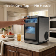 Goosiay Nugget Ice Maker Countertop, Portable Pebble Sonic Ice Machine, 44 lb Daily Capacity, Stainless Steel, Black, 20EN
