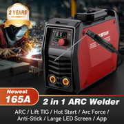 ARCCAPTAIN ARC165 Pro Stick Welder, Bluetooth App Control, IGBT Inverter, 110V/220V MMA Welding Machine with Adjustable Hot Start, Arc Force, Lift TIG and Anti-Stick