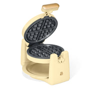 Made By Gather Beautiful Rotating Belgian Waffle Maker, 900W, EverGood Ceramic Nonstick, Adjustable Browning, Buttercream, Compact Foldable Design, 29426