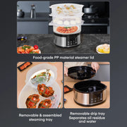 FOHERE 4401-DEALIFE 800W 3 Tier Electric Food Steamer, 13.7QT