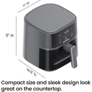 Chefman RJ38-6TW-GREY TurboFry Touch 6-QT Easy-View Air Fryer w/ 4 Cooking Presets, Gray
