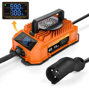 Kohree 48 Volt 15 AMP Golf Cart Battery Charger with Smart LCD Display, 3-Pin Round Plug, Lead Acid Compatible, Orange, KR7111-WR