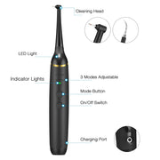 Laixi 104139 Electric Dental Calculus Remover Ultrasonic Portable Teeth Cleaner with 3 Cleaning Heads Rechargeable Oral Care Kit