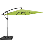FUNDAZE 8x8ft Hanging Cantilever Patio Umbrella with Base Square Outdoor Sun Shade with Crank & Tilt for Garden Backyard Deck Apple Green