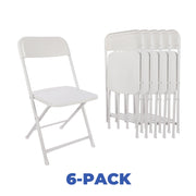 Mainstays Resin Event Folding Chair, Heavy-Duty Steel Frame, White, Set of 6, 15761219396