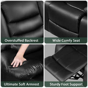 TrumanPick Recliner Chair, Manual Rocking and Reclining, Oversized , Black Faux Leather, Supports 350 lb - Ergonomic Design