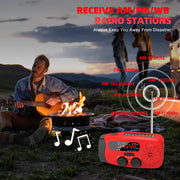 Jazmm Hand Crank Emergency Radio with 7400mWh Power Bank, NOAA AM FM Weather Alert, Solar Charging, LED Flashlight, Compact Portable Design