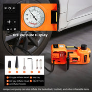 SZTAA Electric Car Jack Lift, 5 Ton Hydraulic Jack with Air Compressor and Emergency Hammer, Orange