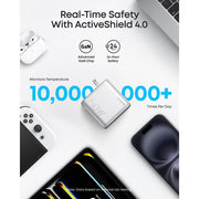 Anker 140W MAX USB-C Laptop Charger, 4-Port GaN Power Adapter, Dual High-Speed USB-C, Silver, Model A2697