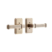 Signature Hardware 552068AB MNG 505 Solid Brass Passage Interior Door Set w/ Sculpted Flat Lever Handle - Right Hand - No Backset - Antique Brass