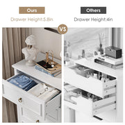 Homfa HOS-PB-168 5 Drawers Tall Dresser, Chest of Drawers Storage Bedroom Dresser Cabinet for Closet Living Room, White