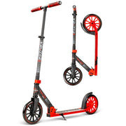 Madd Gear Kruzer 200 Folding Commuter Kick Scooter, Adjustable Handlebar, Oversized 200mm Wheels, Lightweight Carbon Steel Frame, Red