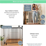 Summer Infant 33443Z Metal Banister & Stair Safety Pet and Baby Gate,31'-46' Wide,32.5' Tall,Install Banister to Banister or Wall or Wall to Wall in Doorway or Stairway, Banister and Hardware Mounts, Black