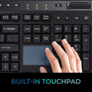 Adesso EasyTouch 445 Wired Touchpad Keyboard, Multi-OS Compatible, Black, 104-Key US Layout, Integrated Touchpad with Scroll Wheel, Multimedia and Internet Hotkeys, AKB-445UB