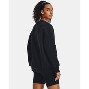 Under Armour Essential Fleece Oversized Crew Sweatshirt for Ladies Black/White M