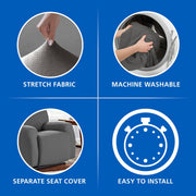 Mainstays 4860009WWCHR Herringbone Stretch-to-Fit Fabric Recliner Slipcover, Stain Protection, 4-Piece, Charcoal