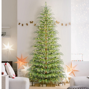My Texas House 9' Pre-Lit Cypress Green Artificial Christmas Tree with 600 Warm White Twinkle LED Lights and Stand