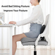 Ergonomic Memory Foam Seat Cushion with L-Shaped Lumbar Support and Coccyx Cutout, Non-Slip Base for Office Chair, Car, Wheelchair