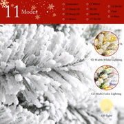 Yexmas 7.5FT Pre-Lit Snow Flocked Christmas Tree with 450 Warm White and Multicolor LED Lights