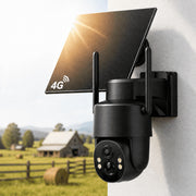 Liwan 4G LTE Cellular Solar Outdoor Security Camera, 4MP Color Night Vision, 360 Panoramic PTZ, PIR Motion Detection, Two-Way Talk, IP65 Weatherproof, Rechargeable Battery, cb174s