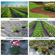 BSHAPPLUS 3.3x50ft Weed Barrier Fabric, 3.2oz Landscape Fabric, Heavy Duty Geotextile Fabric with 12 U-Shaped Safety Stakes