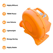 Sportspower Heavy Duty 750W Electric Air Blower, 1.0 HP, 590 CFM, Orange, 25 ft Cord, INF-2703